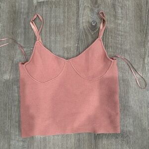 525 Pink Ribbed Knit Women's Top